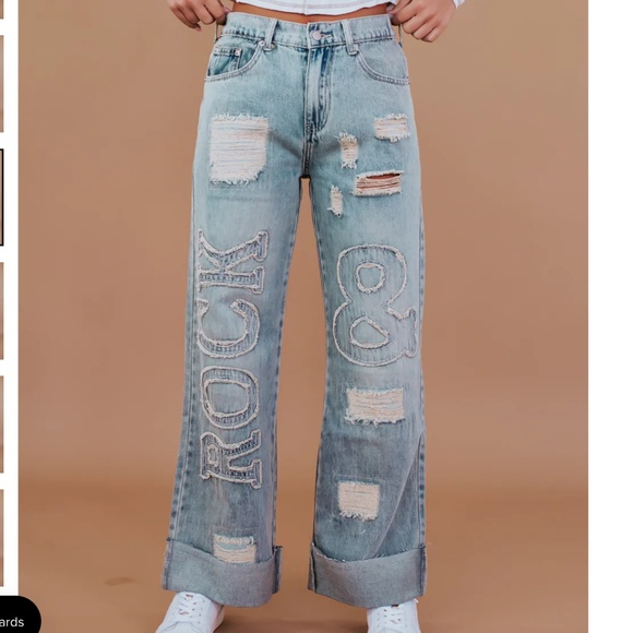 Oli & Hali Rock & Roll Mineral Washed Jeans Women’s Denim Jeans Wide Leg S106 - Picture 10 of 10